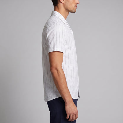 Men's Stripe Button-Down Dress Shirt with Relaxed Collar