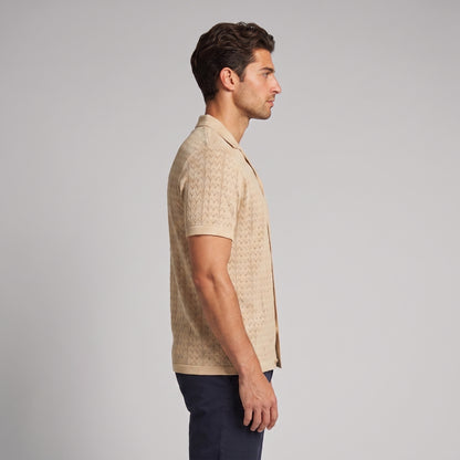 Men's Knit Polo Shirt with Geometric Design