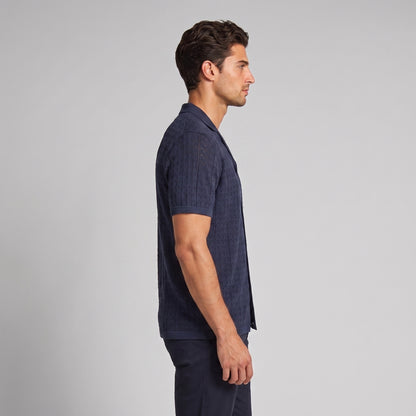 Men's Knit Polo Shirt with Geometric Design