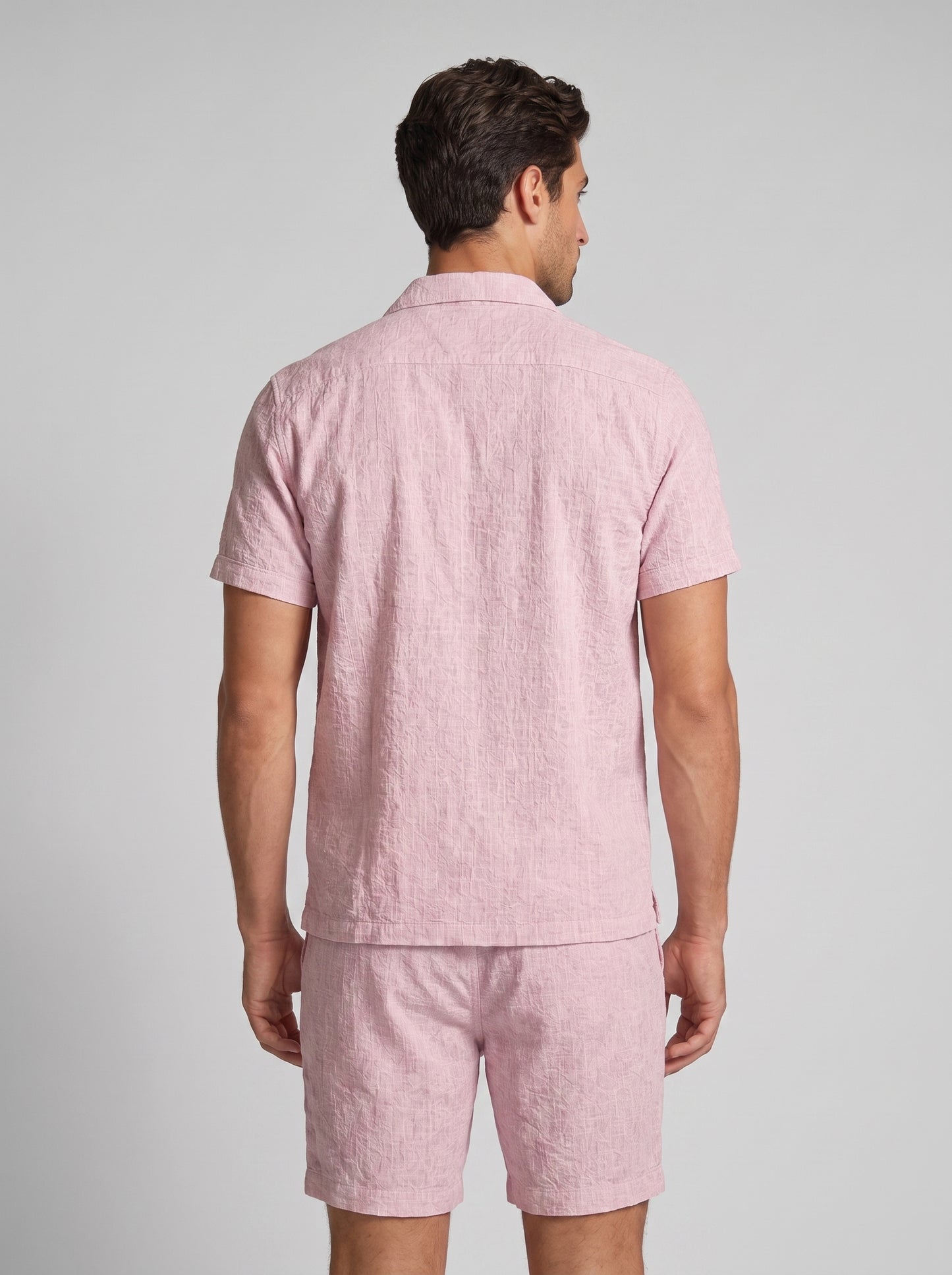 Men's Linen Short Sleeve Shirt and Shorts Set