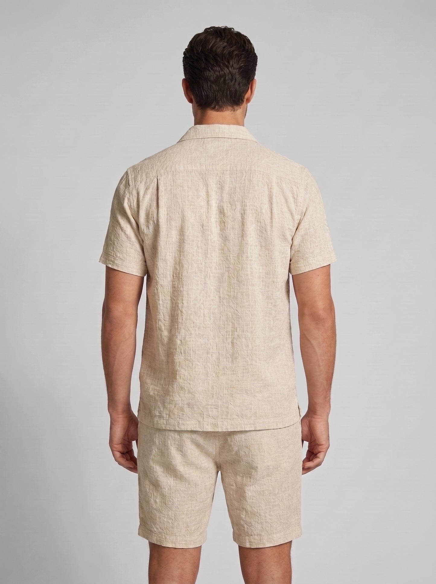 Men's Linen Short Sleeve Shirt and Shorts Set