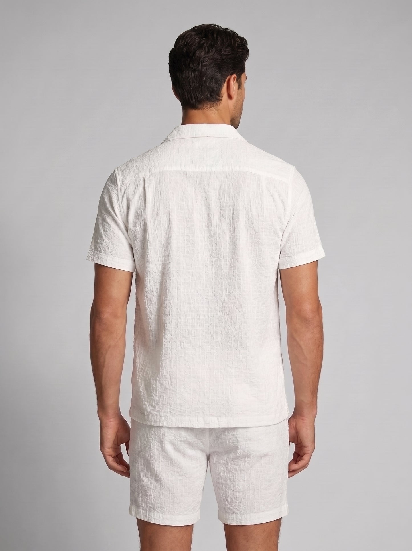 Men's Linen Short Sleeve Shirt and Shorts Set