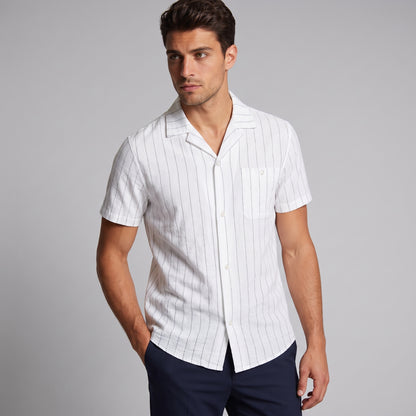 Men's Stripe Button-Down Dress Shirt with Relaxed Collar