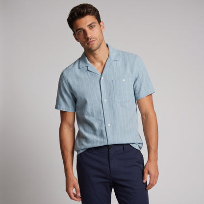 Men's Stripe Button-Down Dress Shirt with Relaxed Collar
