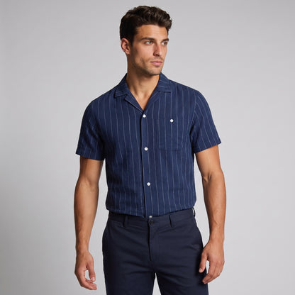 Men's Stripe Button-Down Dress Shirt with Relaxed Collar
