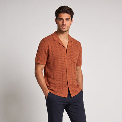 Men's Knit Polo Shirt with Geometric Design