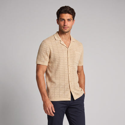 Men's Knit Polo Shirt with Geometric Design