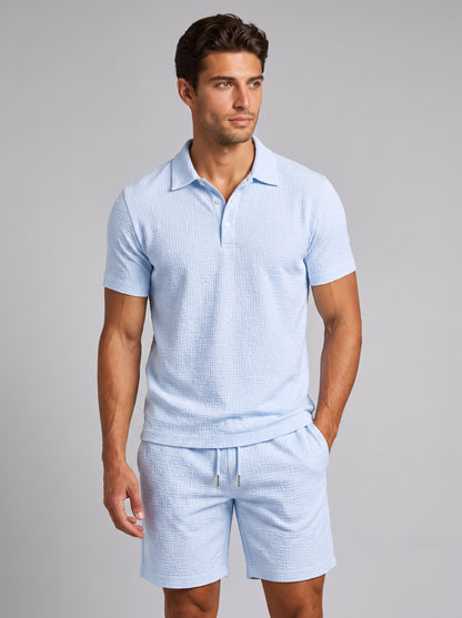 Men's Jacquard Shirt and Shorts Summer Set