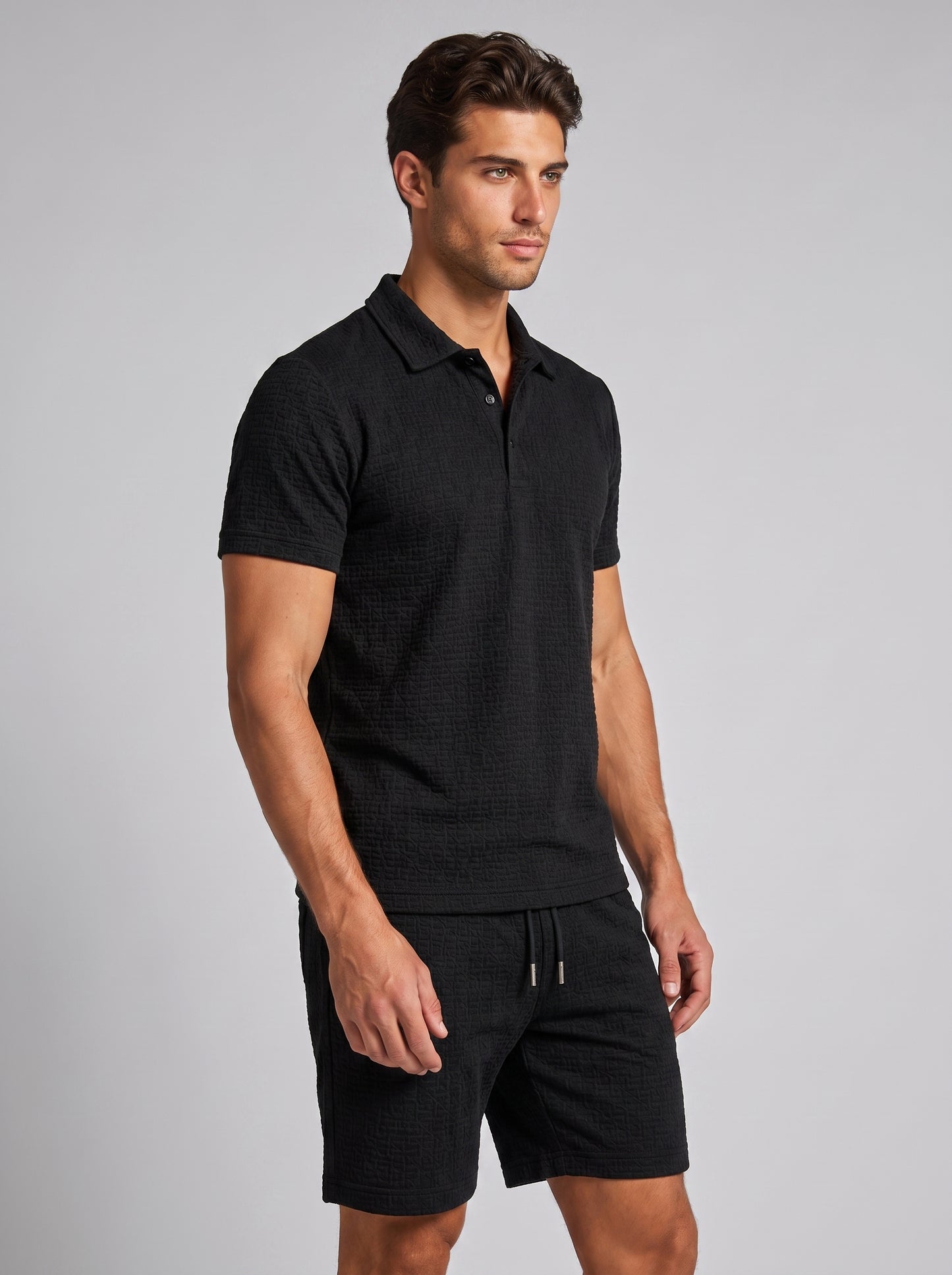 Men's Jacquard Shirt and Shorts Summer Set