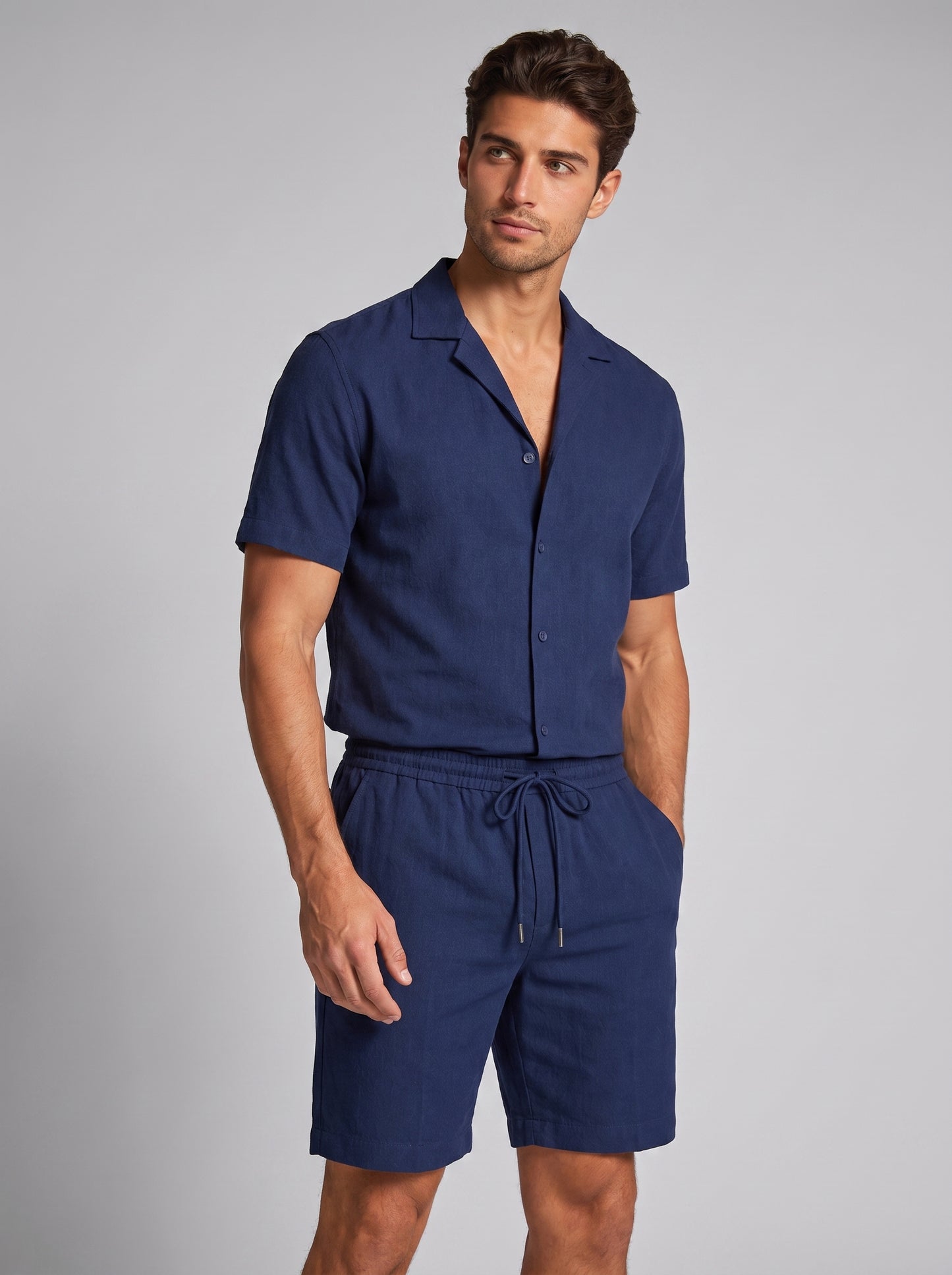 Men's Linen Shirt and Shorts Set