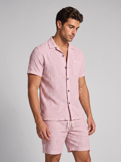 Men's Linen Short Sleeve Shirt and Shorts Set