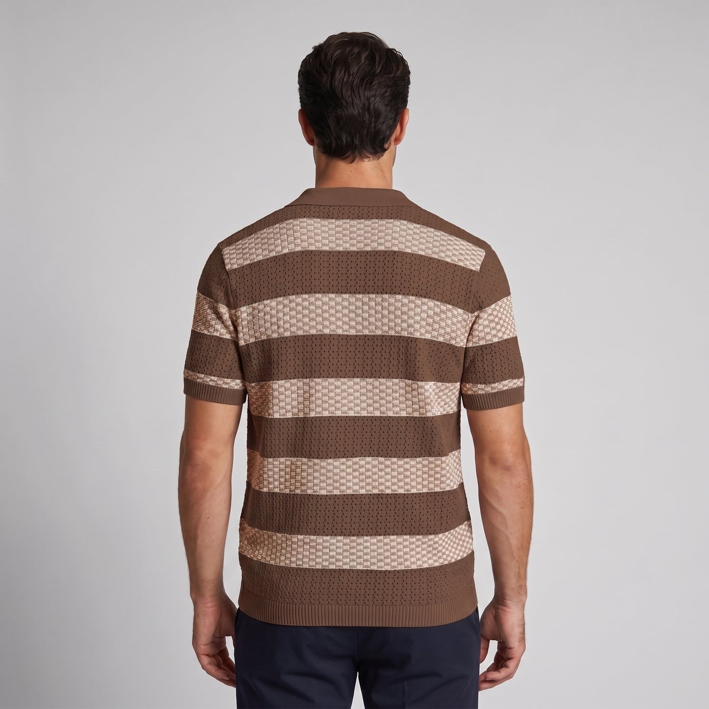 Men's Striped Knit Polo Shirt