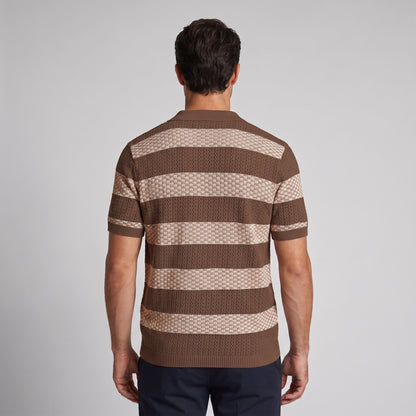 Men's Striped Knit Polo Shirt