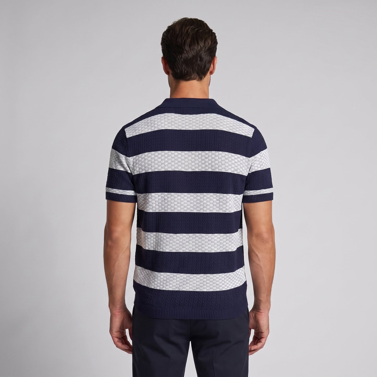 Men's Striped Knit Polo Shirt