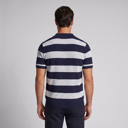 Men's Striped Knit Polo Shirt