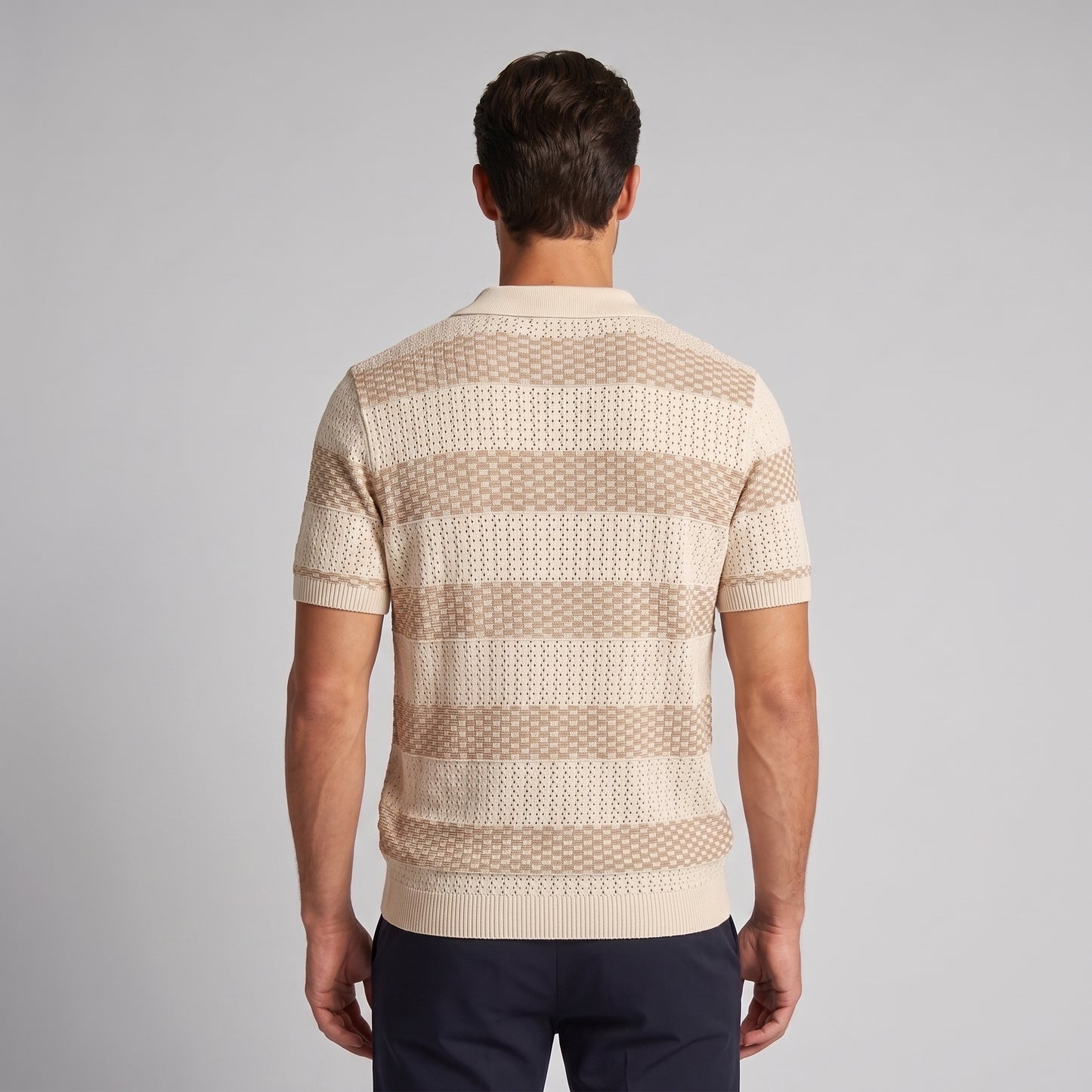 Men's Striped Knit Polo Shirt