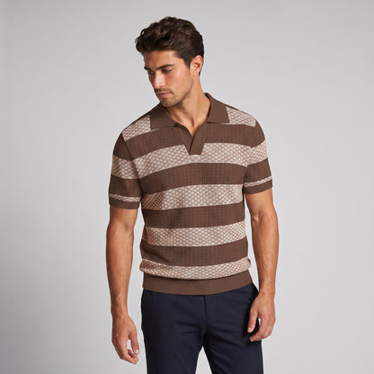 Men's Striped Knit Polo Shirt