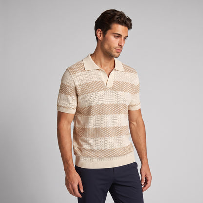 Men's Striped Knit Polo Shirt