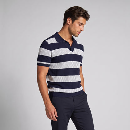 Men's Striped Knit Polo Shirt