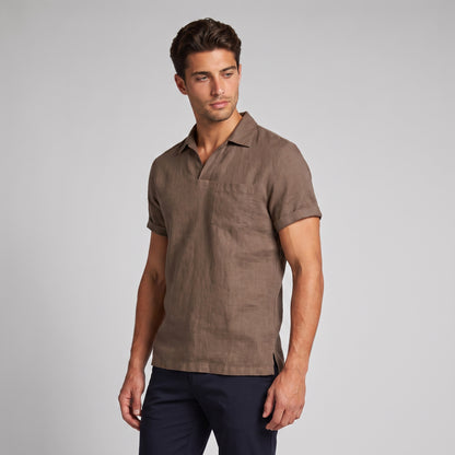 Men's Polo Shirt with Open Collar and Chest Pocket