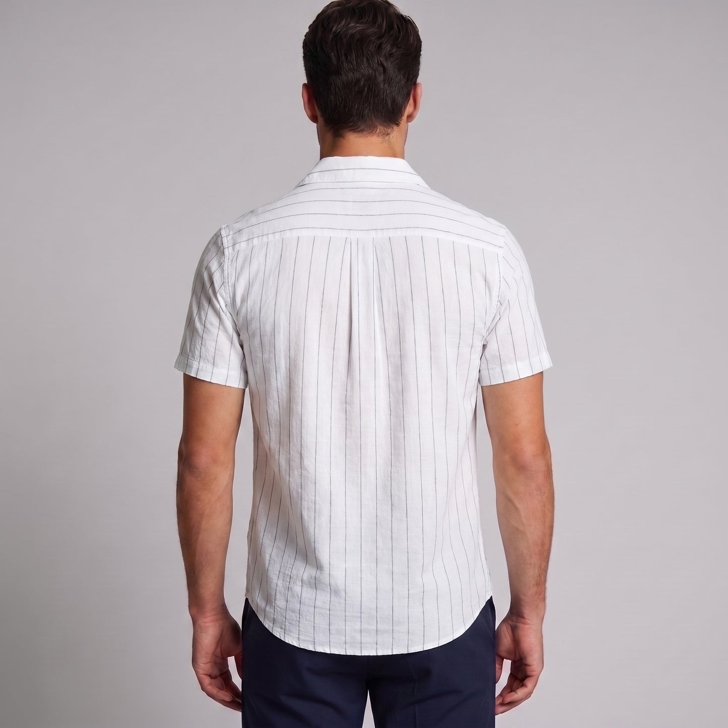 Men's Stripe Button-Down Dress Shirt with Relaxed Collar