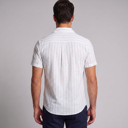 Men's Stripe Button-Down Dress Shirt with Relaxed Collar
