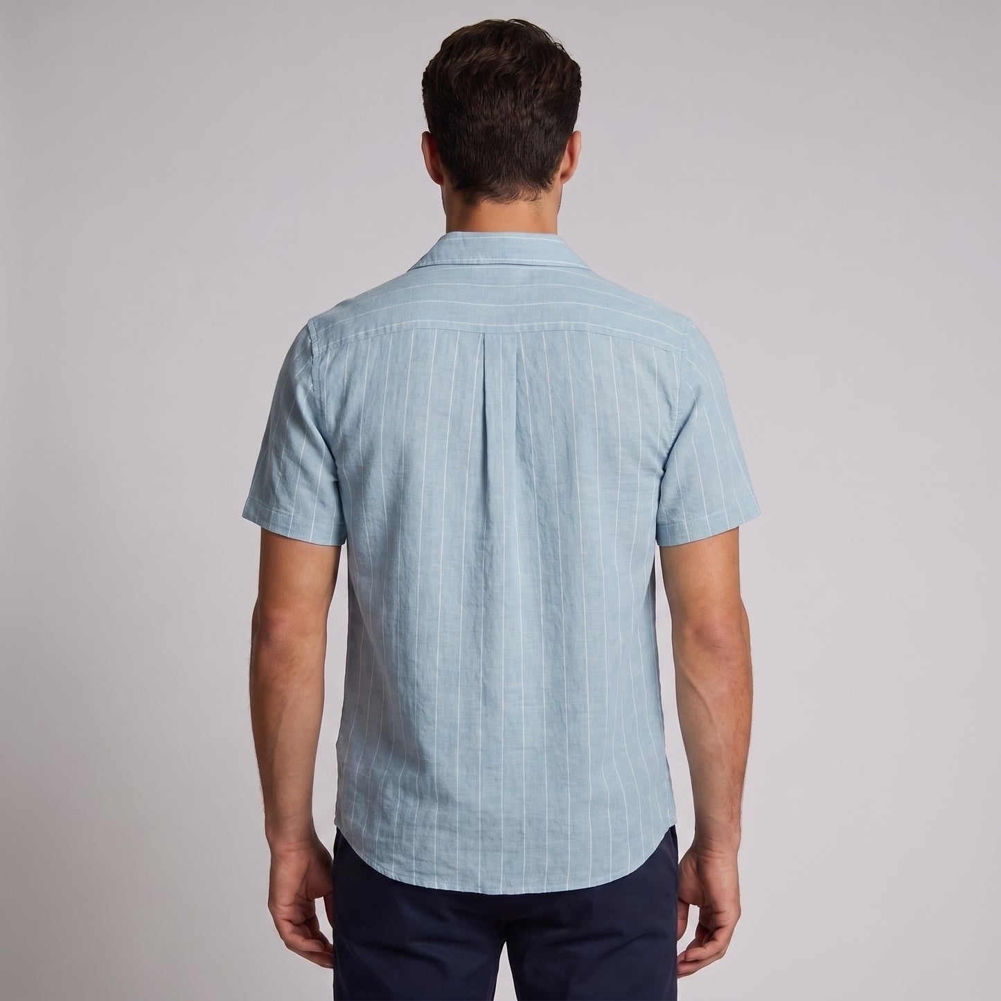 Men's Stripe Button-Down Dress Shirt with Relaxed Collar