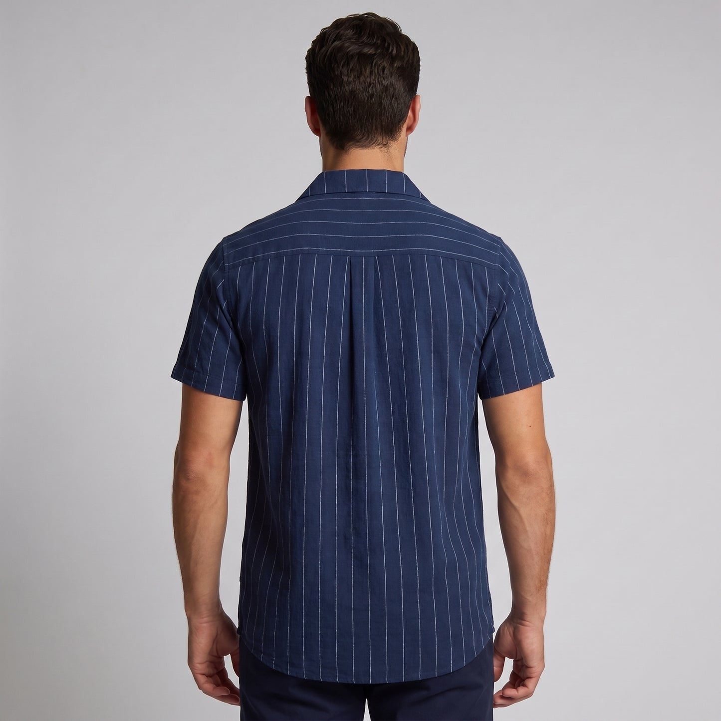 Men's Stripe Button-Down Dress Shirt with Relaxed Collar
