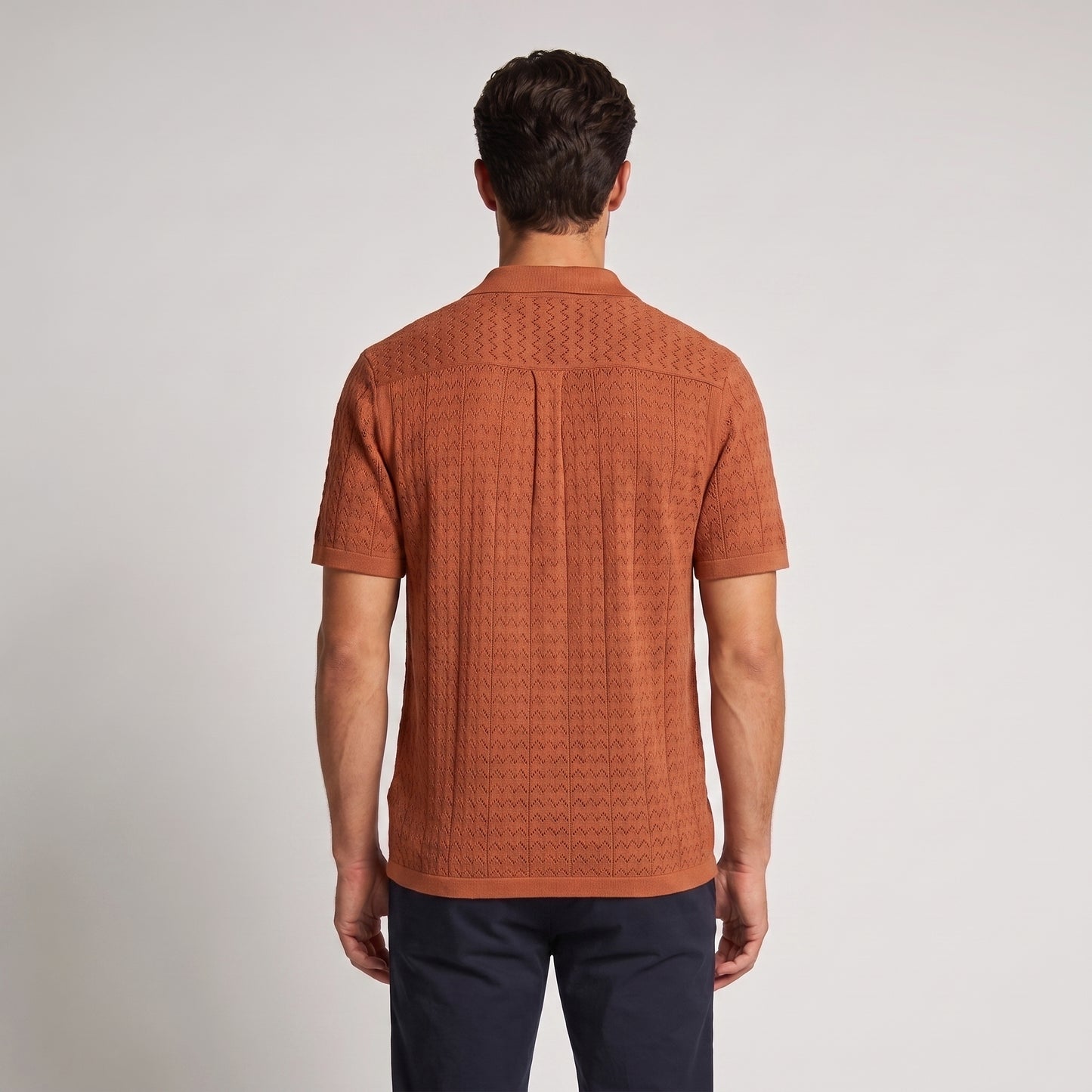 Men's Knit Polo Shirt with Geometric Design