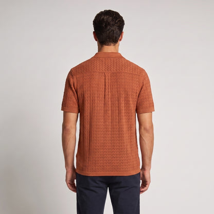Men's Knit Polo Shirt with Geometric Design
