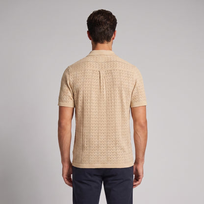 Men's Knit Polo Shirt with Geometric Design