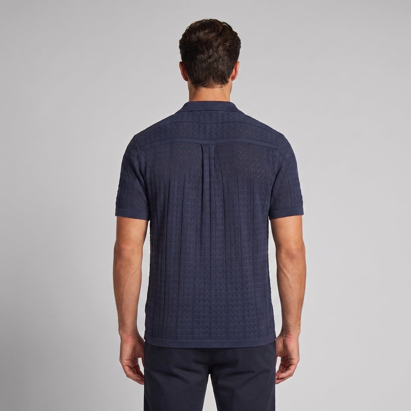 Men's Knit Polo Shirt with Geometric Design