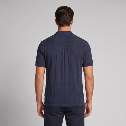 Men's Knit Polo Shirt with Geometric Design