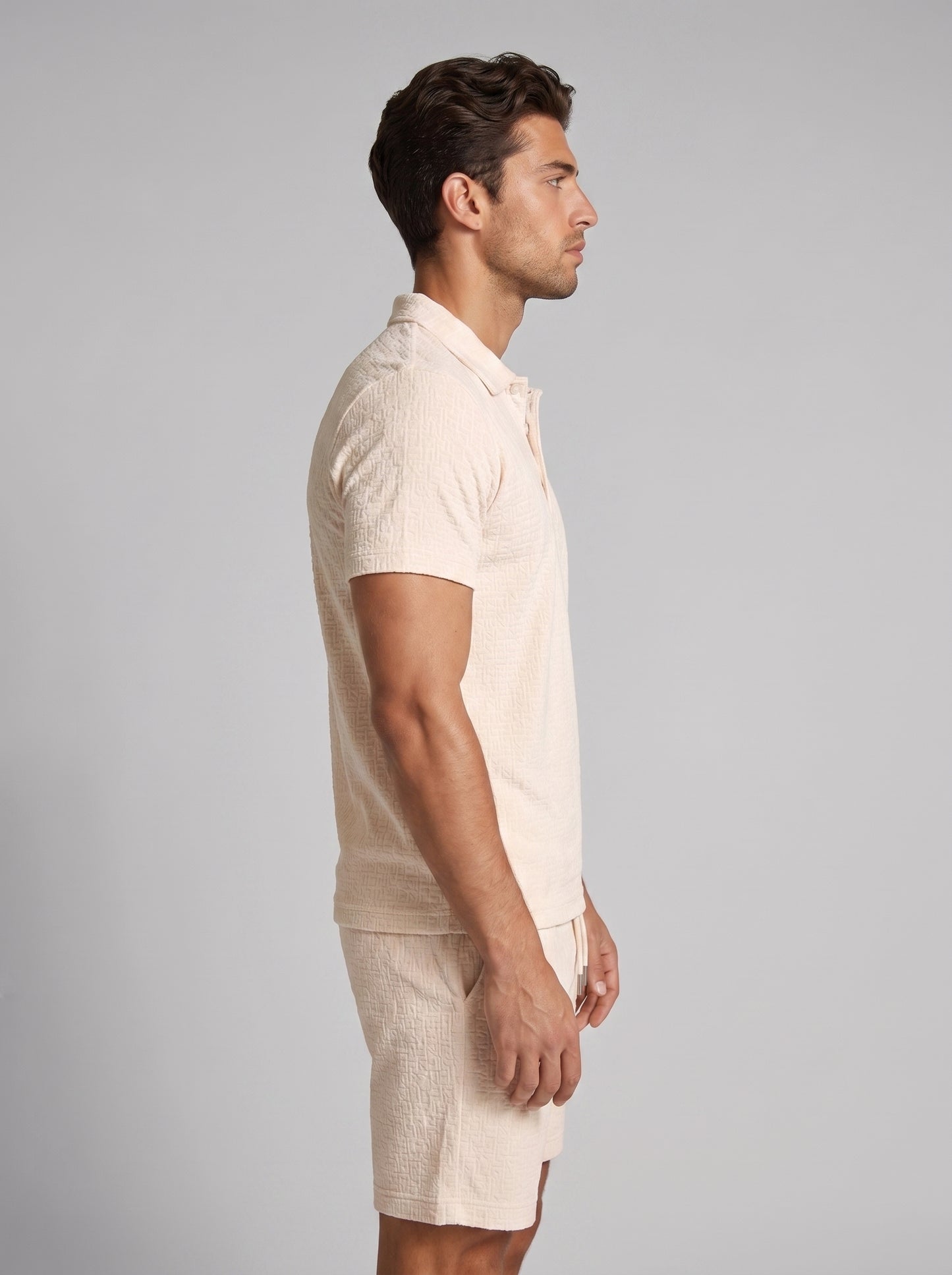Men's Jacquard Shirt and Shorts Summer Set