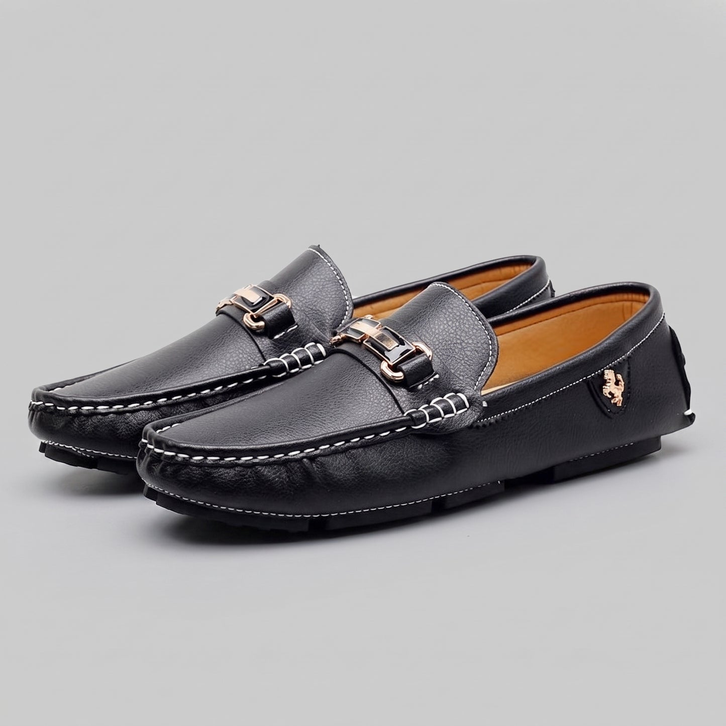 Men's Leather Moccasin Loafers - Casual Slip-On Shoes