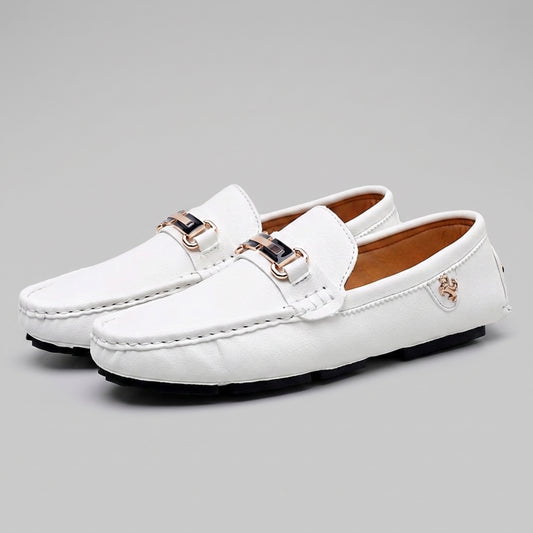Men's Leather Moccasin Loafers - Casual Slip-On Shoes