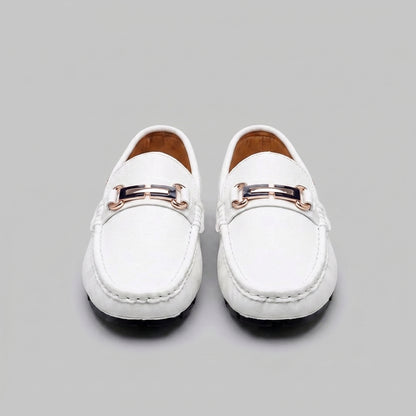 Men's Leather Moccasin Loafers - Casual Slip-On Shoes