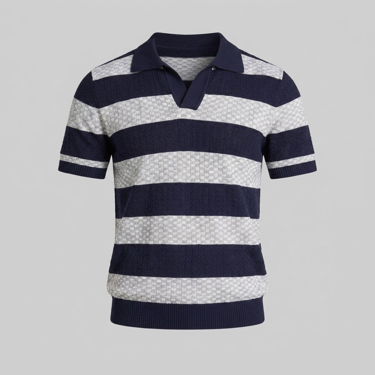 Men's Striped Knit Polo Shirt