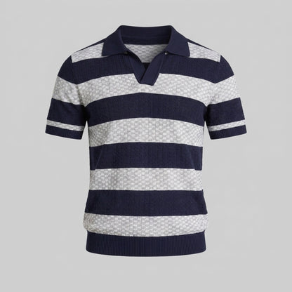 Men's Striped Knit Polo Shirt