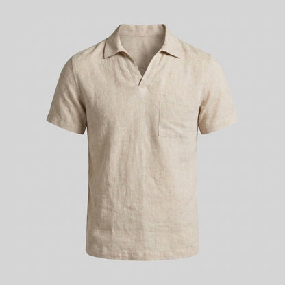 Men's Polo Shirt with Open Collar and Chest Pocket