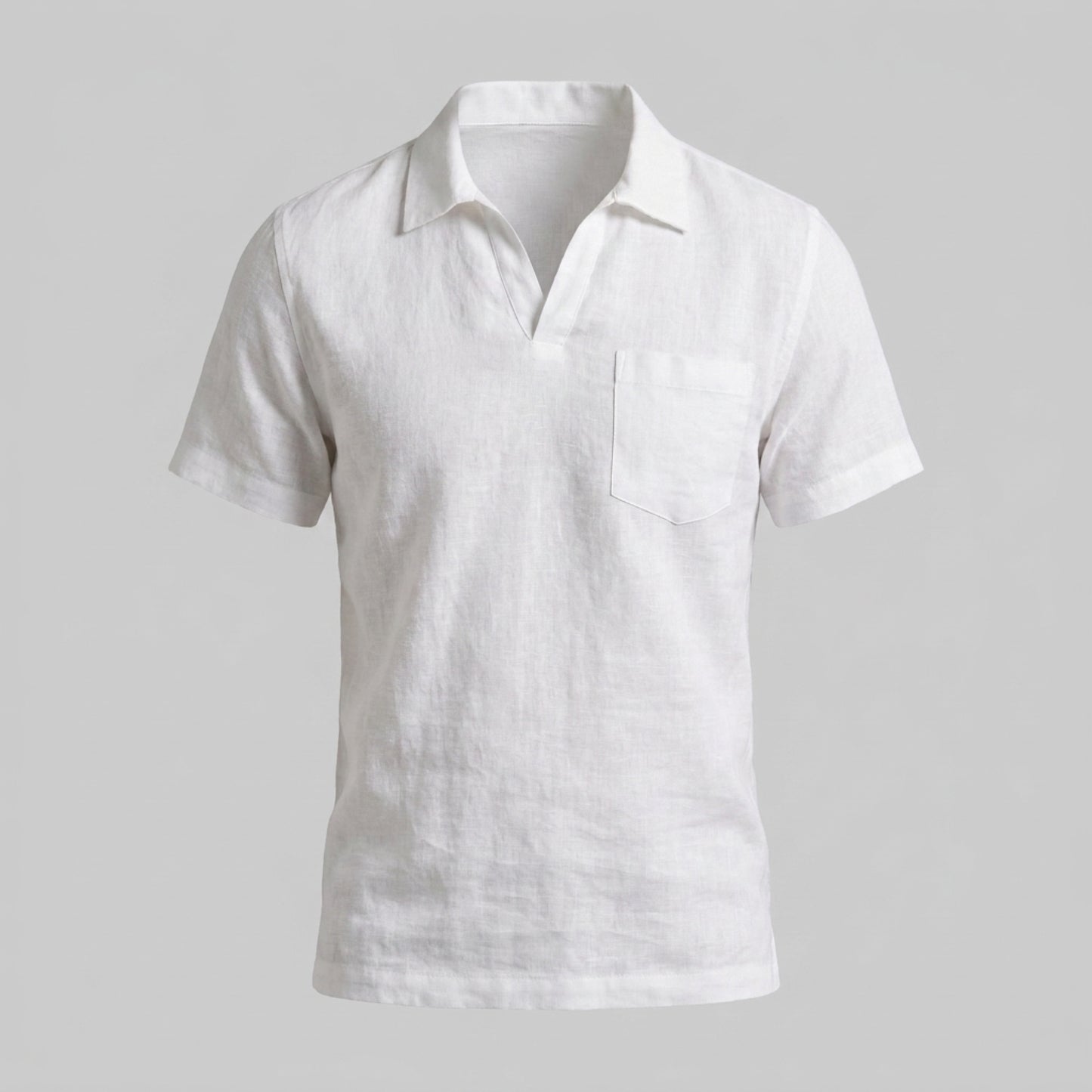 Men's Polo Shirt with Open Collar and Chest Pocket