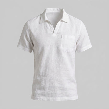Men's Polo Shirt with Open Collar and Chest Pocket