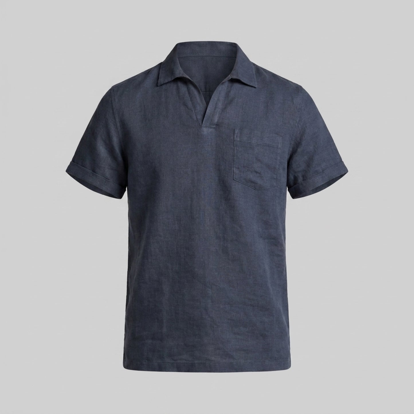 Men's Polo Shirt with Open Collar and Chest Pocket