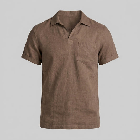 Men's Polo Shirt with Open Collar and Chest Pocket