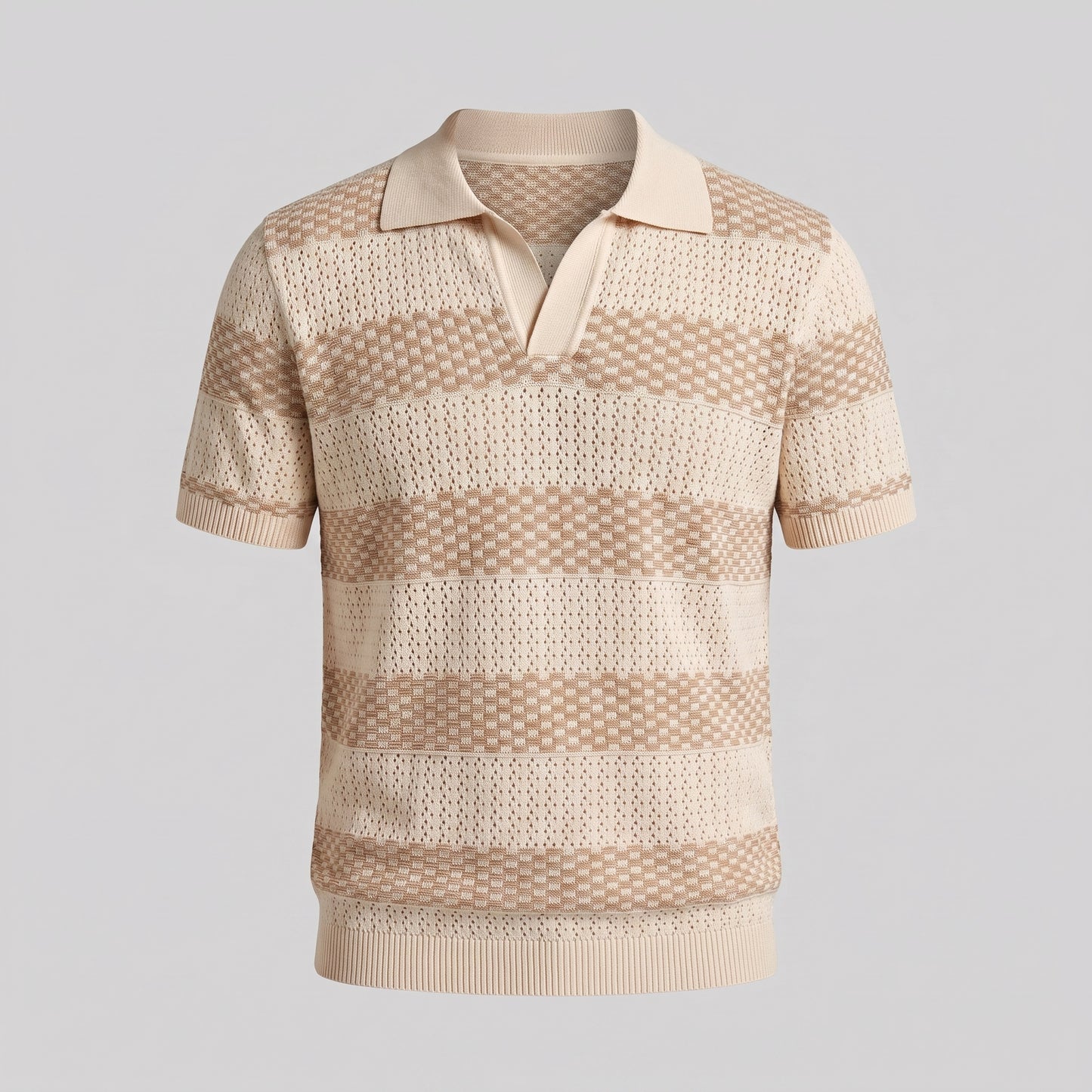 Men's Striped Knit Polo Shirt