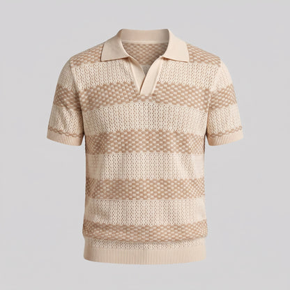 Men's Striped Knit Polo Shirt