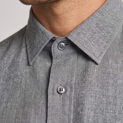 Men's Linen Short Sleeve Shirt for Summer Casual Wear