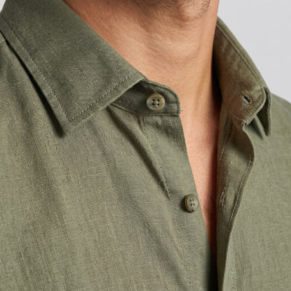 Men's Linen Short Sleeve Shirt for Summer Casual Wear