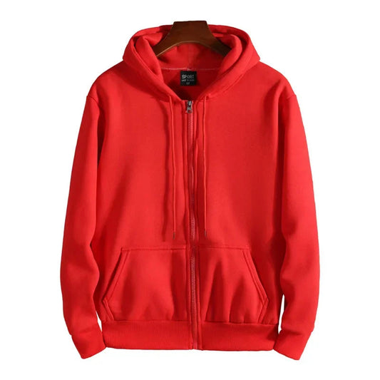 Unisex Fleece-Lined Zip-Up Hoodie