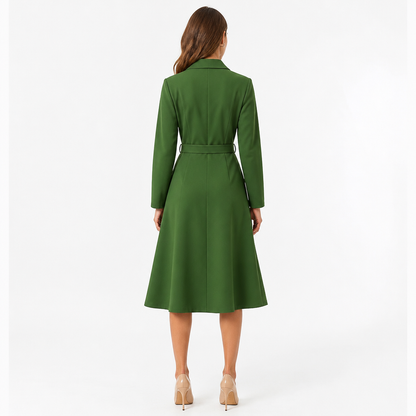 Women's A-Line Belted Midi Dress
